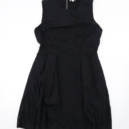 Gap Womens Black Cotton A-Line Size 10 Round Neck Zip
