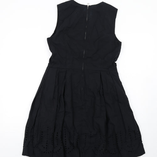 Gap Womens Black Cotton A-Line Size 10 Round Neck Zip