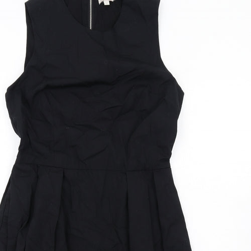 Gap Womens Black Cotton A-Line Size 10 Round Neck Zip