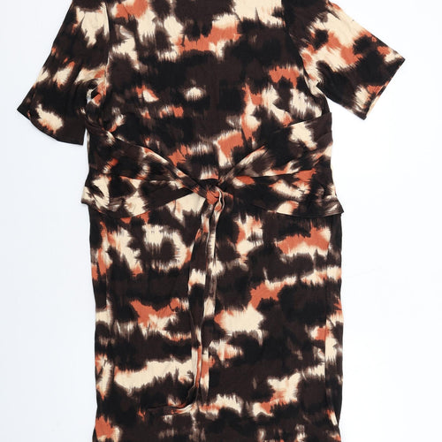 Classic Womens Brown Tie Dye Viscose A-Line Size 20 Round Neck Pullover
