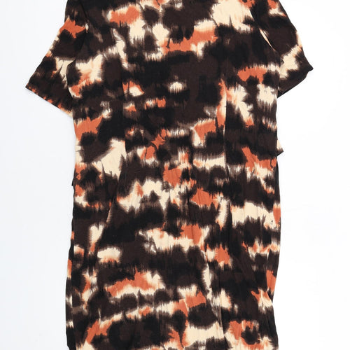 Classic Womens Brown Tie Dye Viscose A-Line Size 20 Round Neck Pullover