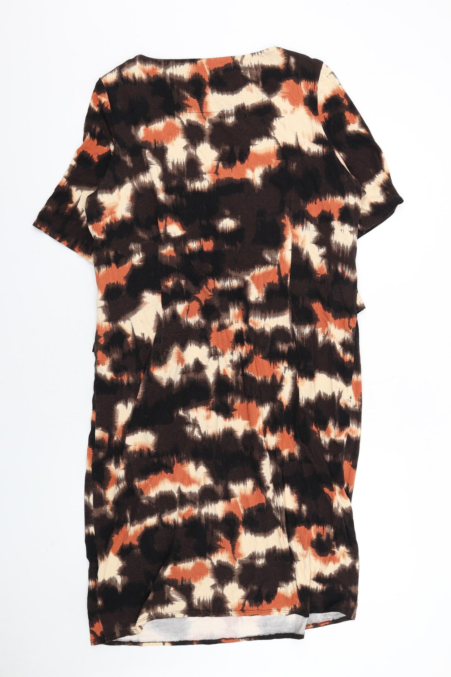 Classic Womens Brown Tie Dye Viscose A-Line Size 20 Round Neck Pullover