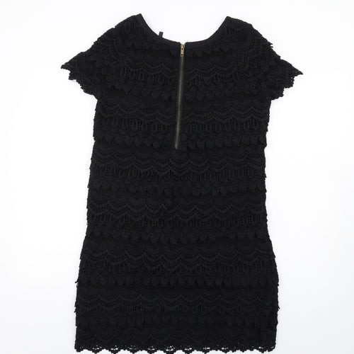 NEXT Womens Black Cotton A-Line Size 12 Round Neck Zip