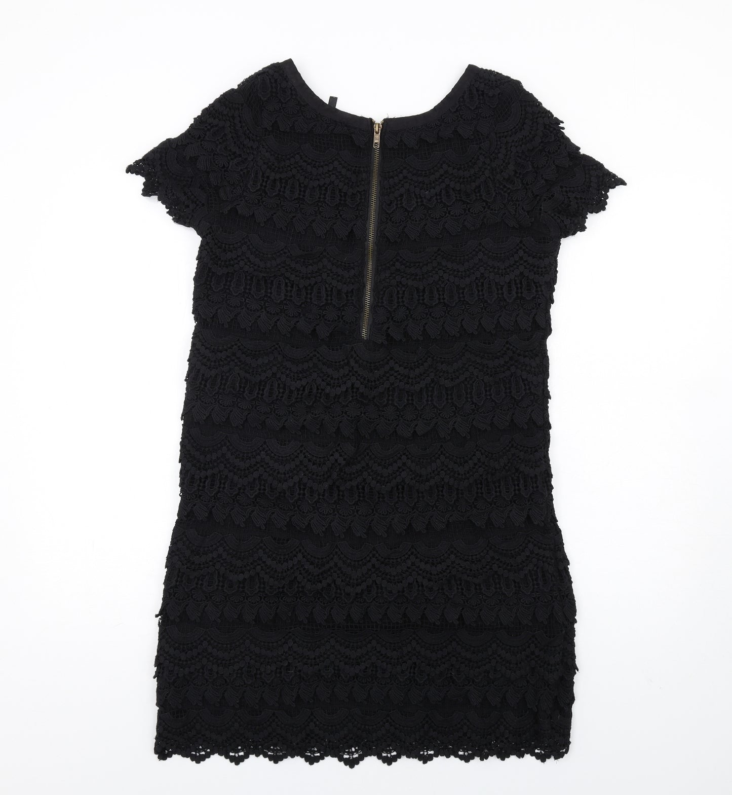 NEXT Womens Black Cotton A-Line Size 12 Round Neck Zip