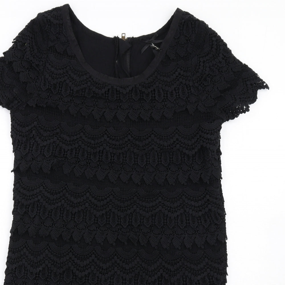 NEXT Womens Black Cotton A-Line Size 12 Round Neck Zip