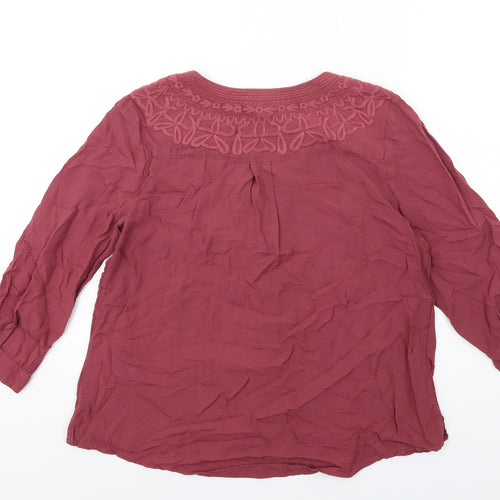 White Stuff Womens Pink Modal Basic Button-Up Size 12 V-Neck