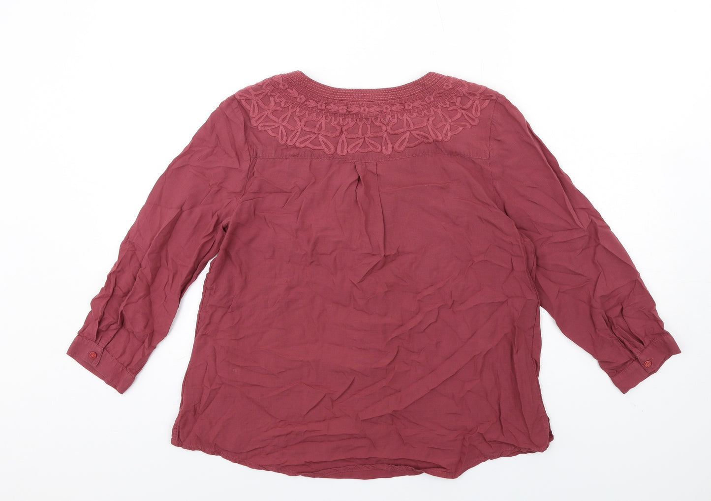 White Stuff Womens Pink Modal Basic Button-Up Size 12 V-Neck