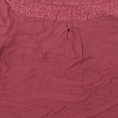 White Stuff Womens Pink Modal Basic Button-Up Size 12 V-Neck