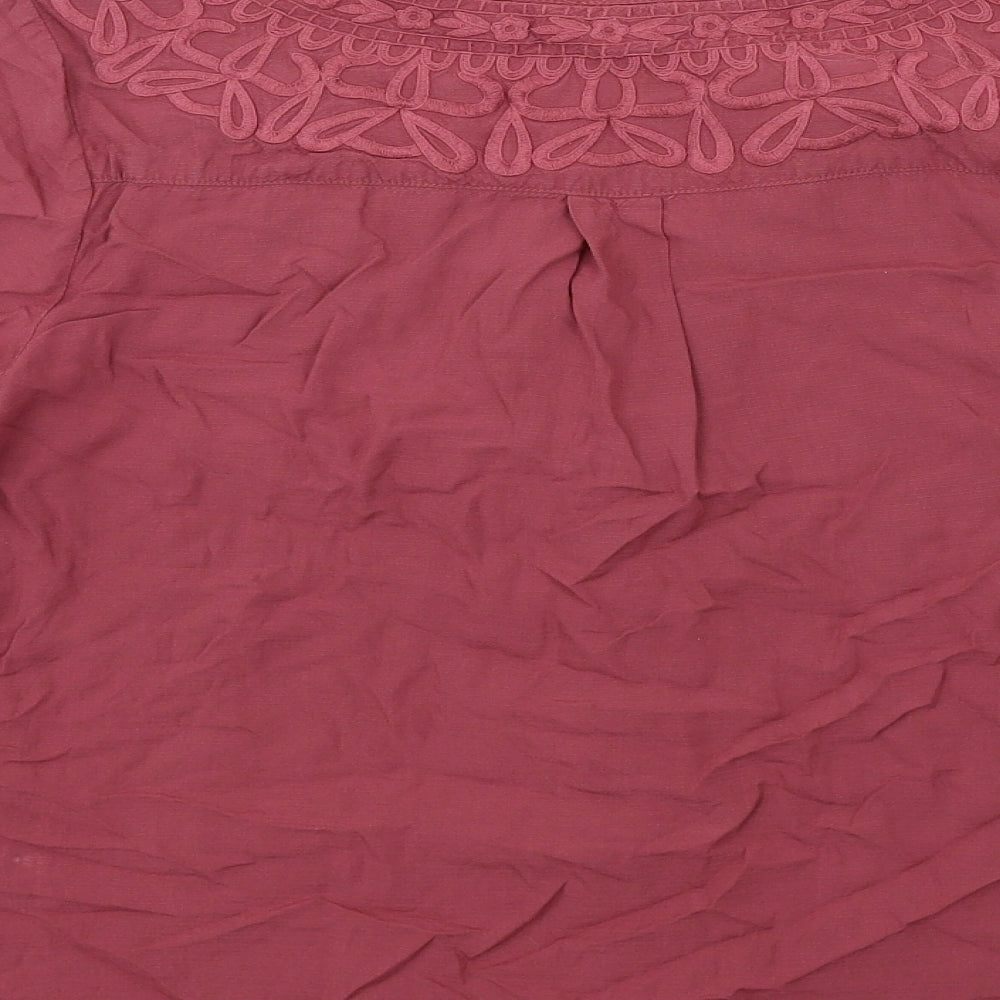 White Stuff Womens Pink Modal Basic Button-Up Size 12 V-Neck
