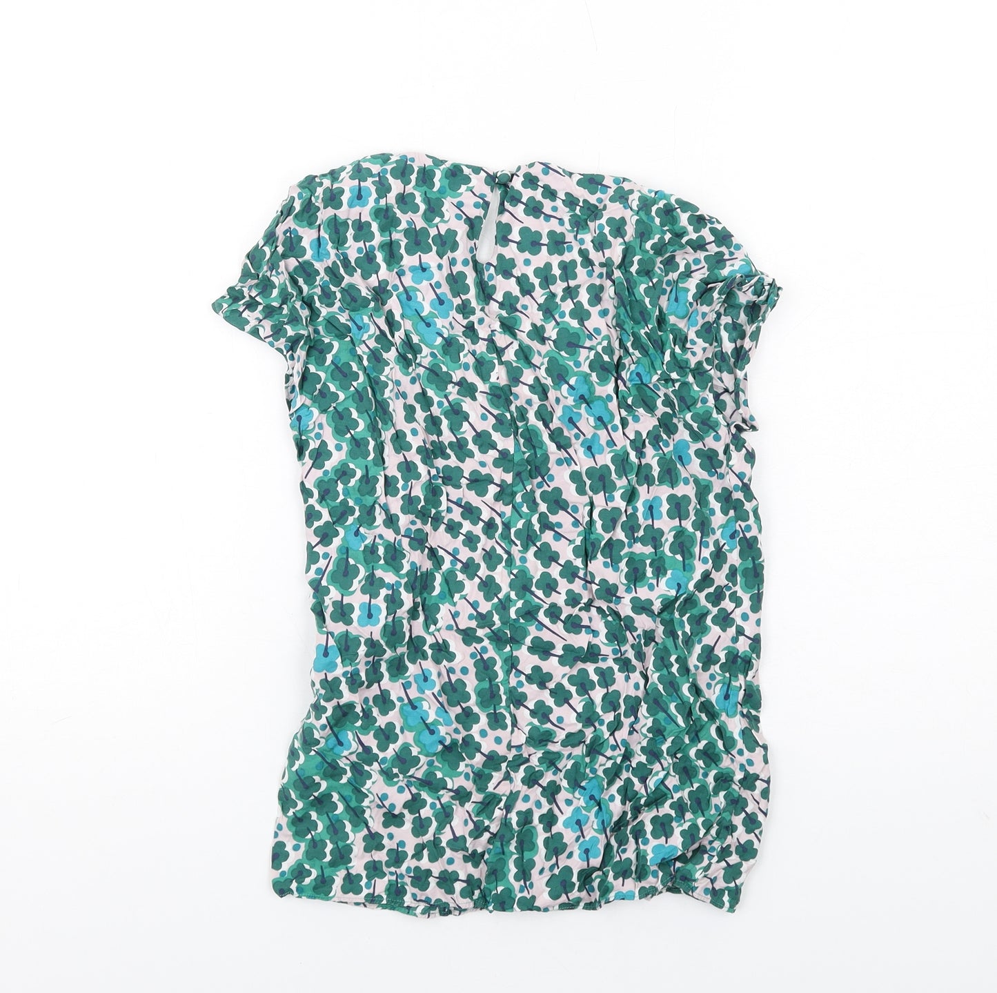 Boden Womens Green Floral Viscose Basic Blouse Size 6 Round Neck