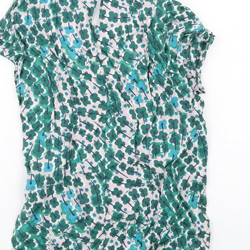 Boden Womens Green Floral Viscose Basic Blouse Size 6 Round Neck
