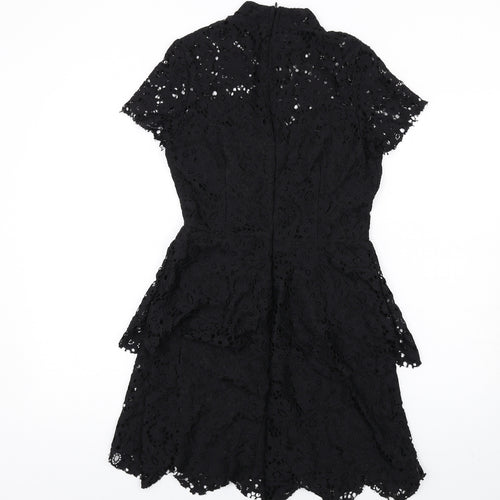 Missguided Womens Black Polyester A-Line Size 10 Mock Neck Zip