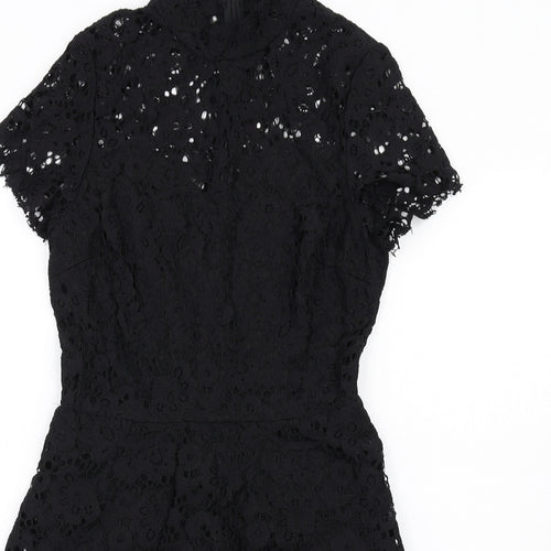 Missguided Womens Black Polyester A-Line Size 10 Mock Neck Zip