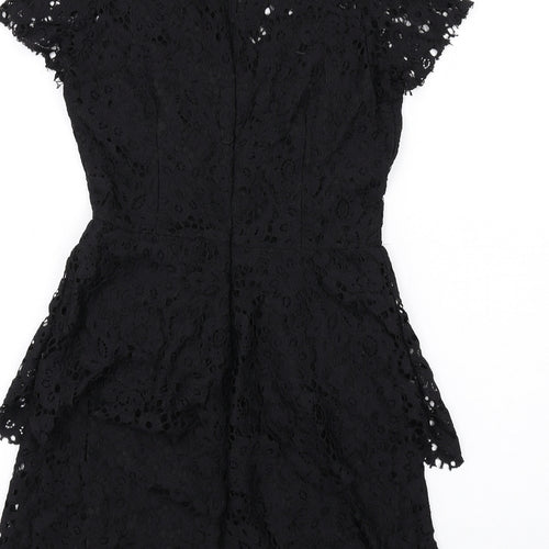 Missguided Womens Black Polyester A-Line Size 10 Mock Neck Zip