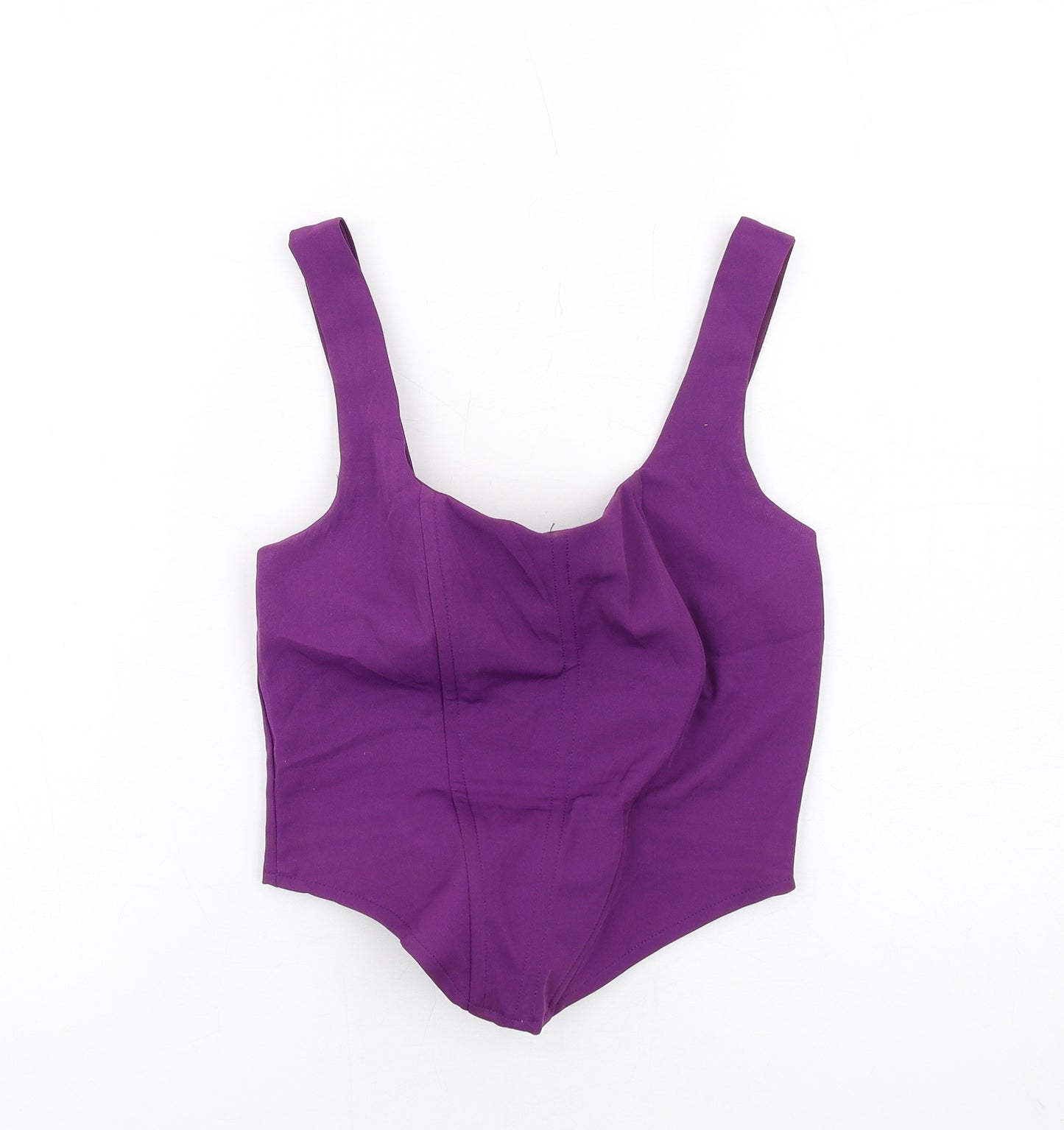 PRETTYLITTLETHING Womens Purple Polyester Basic Tank Size 6 Scoop Neck - Corset