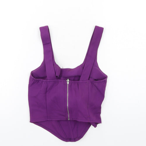 PRETTYLITTLETHING Womens Purple Polyester Basic Tank Size 6 Scoop Neck - Corset