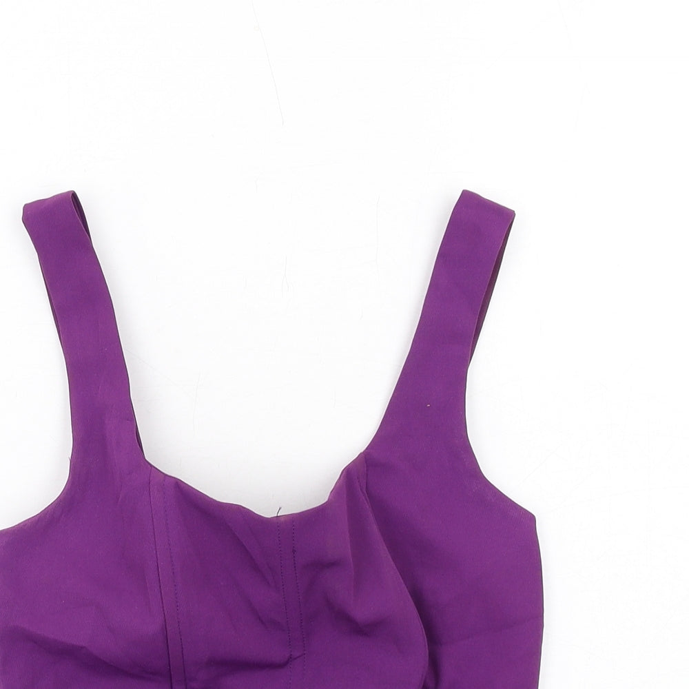 PRETTYLITTLETHING Womens Purple Polyester Basic Tank Size 6 Scoop Neck - Corset