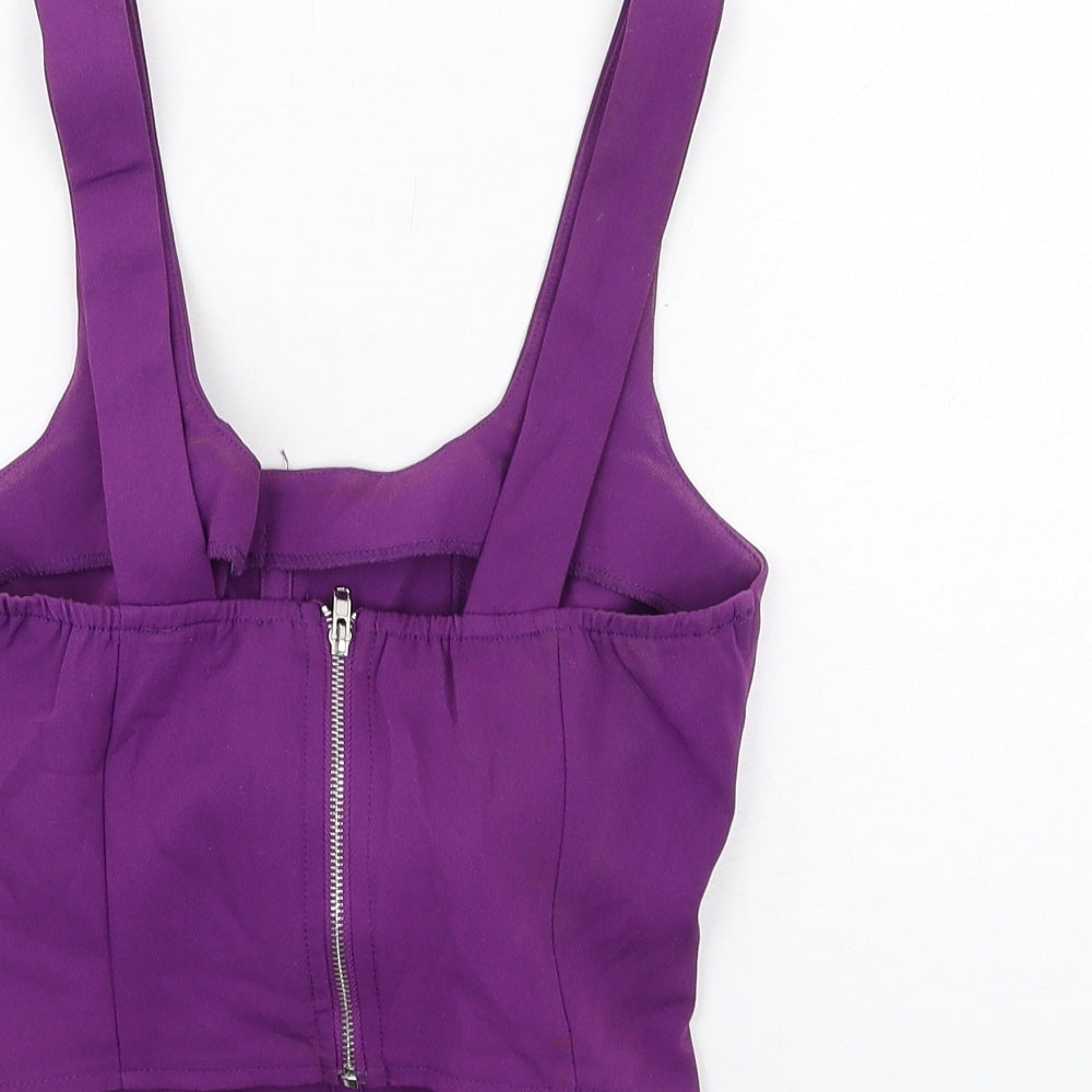 PRETTYLITTLETHING Womens Purple Polyester Basic Tank Size 6 Scoop Neck - Corset