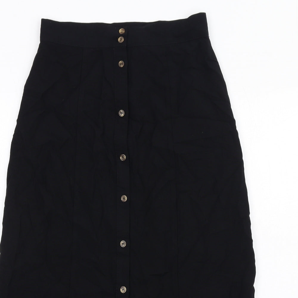 Vera & Lucy Womens Black Viscose A-Line Skirt Size S Button