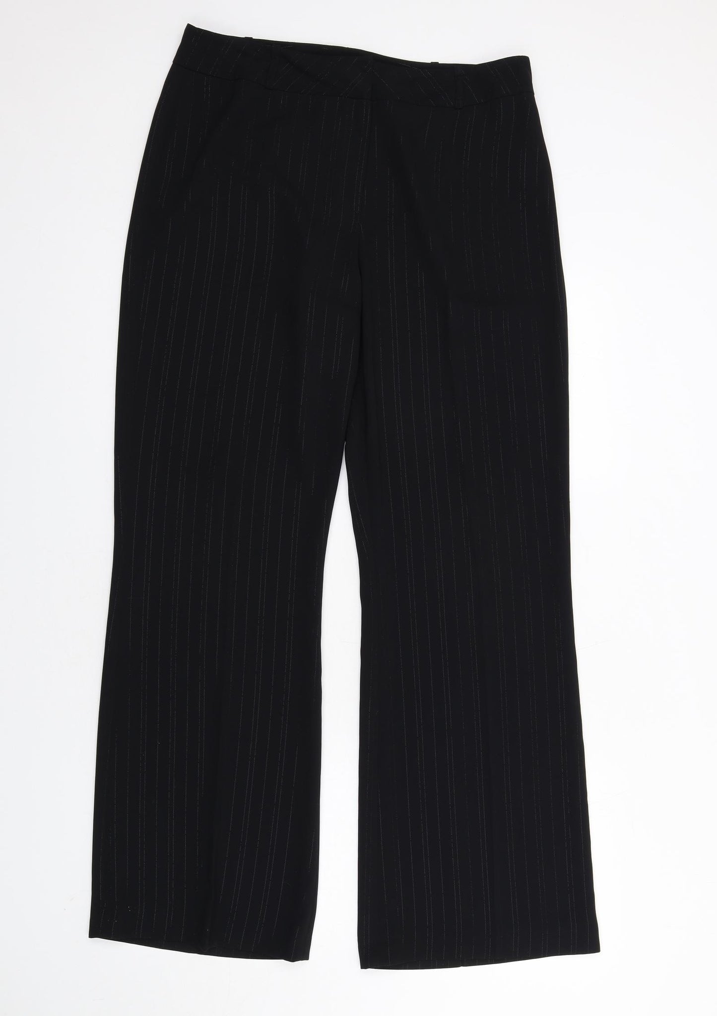 Principles Womens Black Striped Polyester Dress Pants Trousers Size 14 L32 in Regular Zip