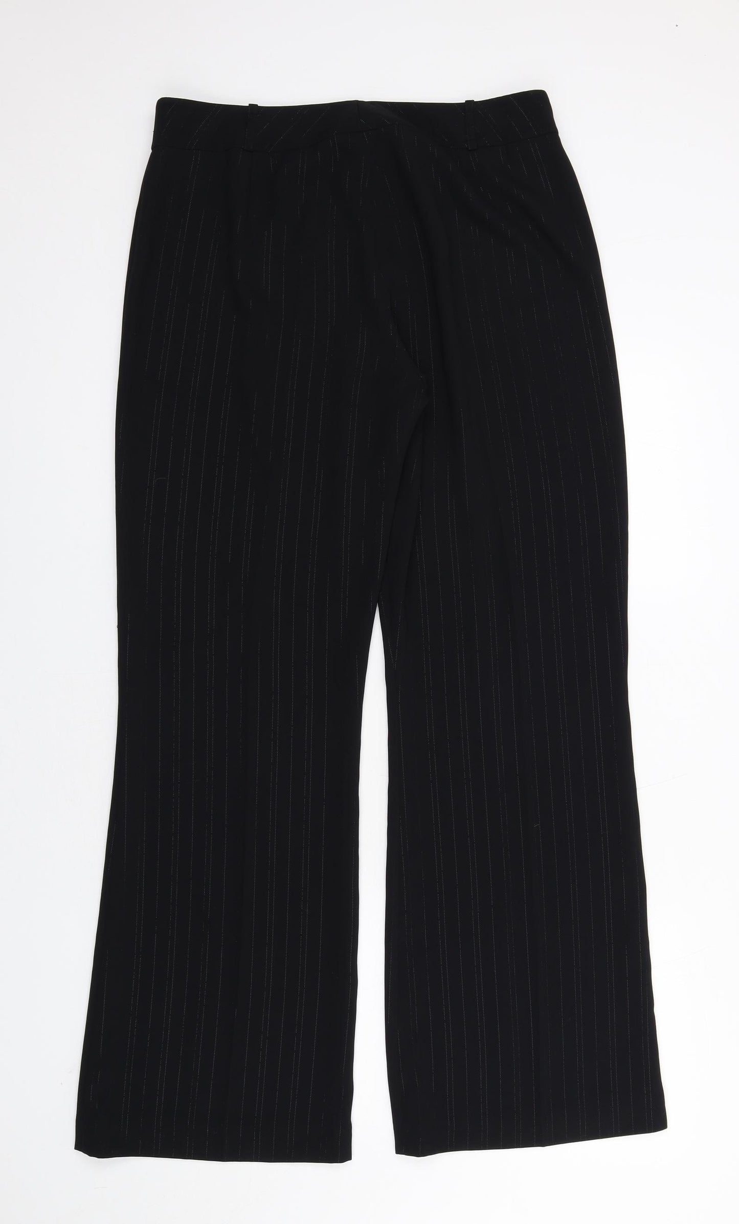 Principles Womens Black Striped Polyester Dress Pants Trousers Size 14 L32 in Regular Zip