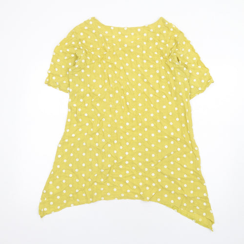Klass Womens Yellow Polka Dot Cotton Basic T-Shirt Size 10 Round Neck
