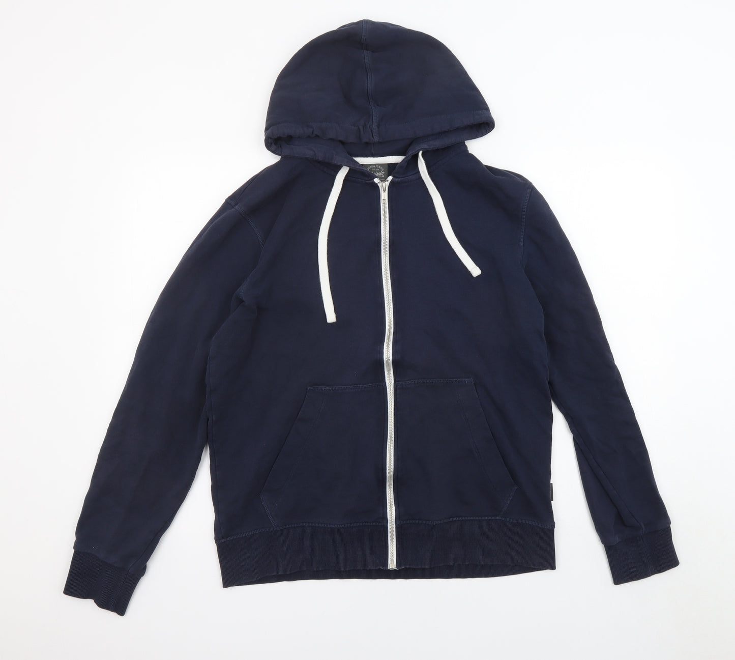 JACK & JONES Mens Blue Cotton Full Zip Hoodie Size L