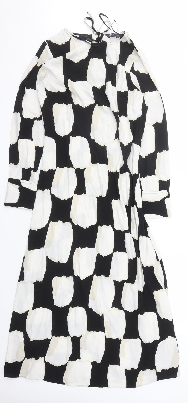 Marks and Spencer Womens Multicoloured Geometric Viscose Maxi Size 8 Round Neck Zip