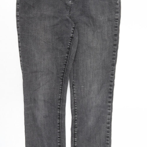 Denim & Co. Womens Grey Cotton Skinny Jeans Size 12 L27 in Regular Zip