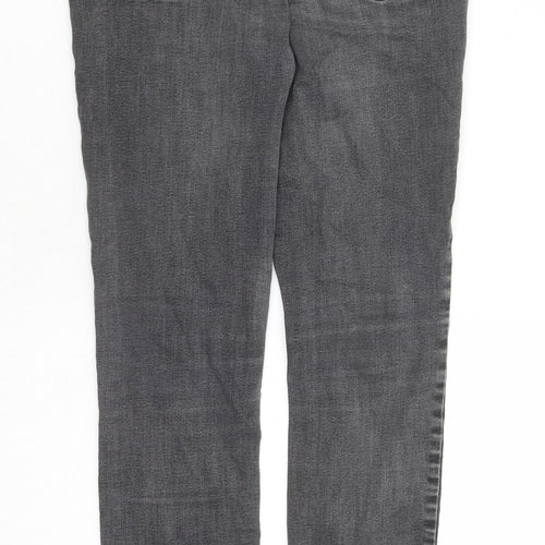 Denim & Co. Womens Grey Cotton Skinny Jeans Size 12 L27 in Regular Zip