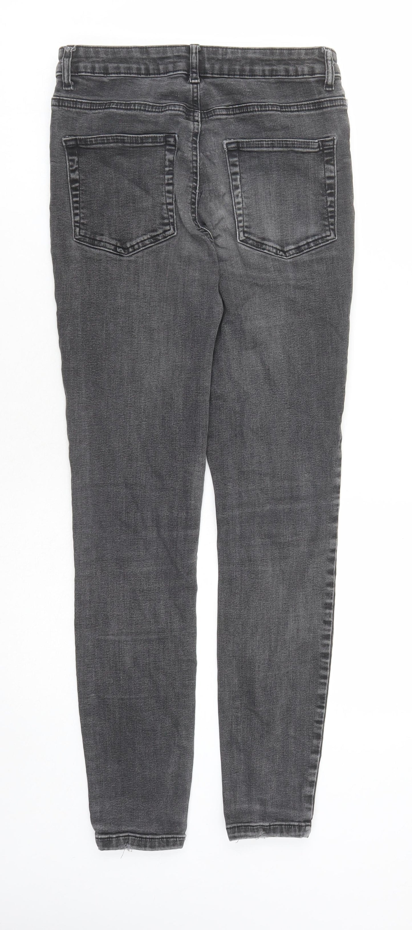 Denim & Co. Womens Grey Cotton Skinny Jeans Size 12 L27 in Regular Zip