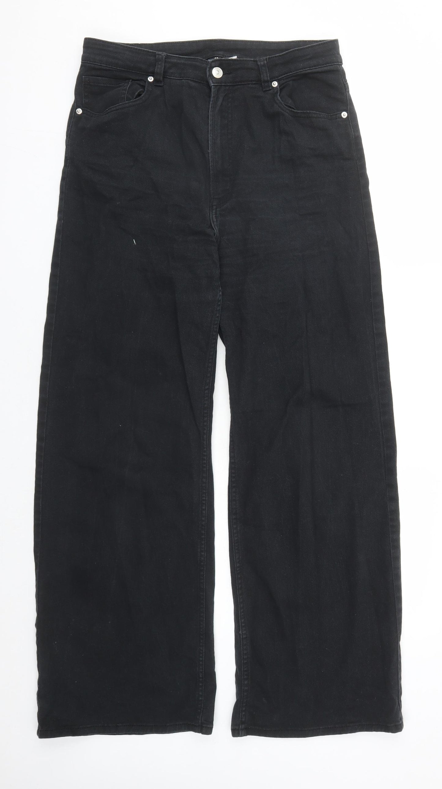 Divided by H&M Womens Black Cotton Flared Jeans Size 10 L29 in Regular Zip