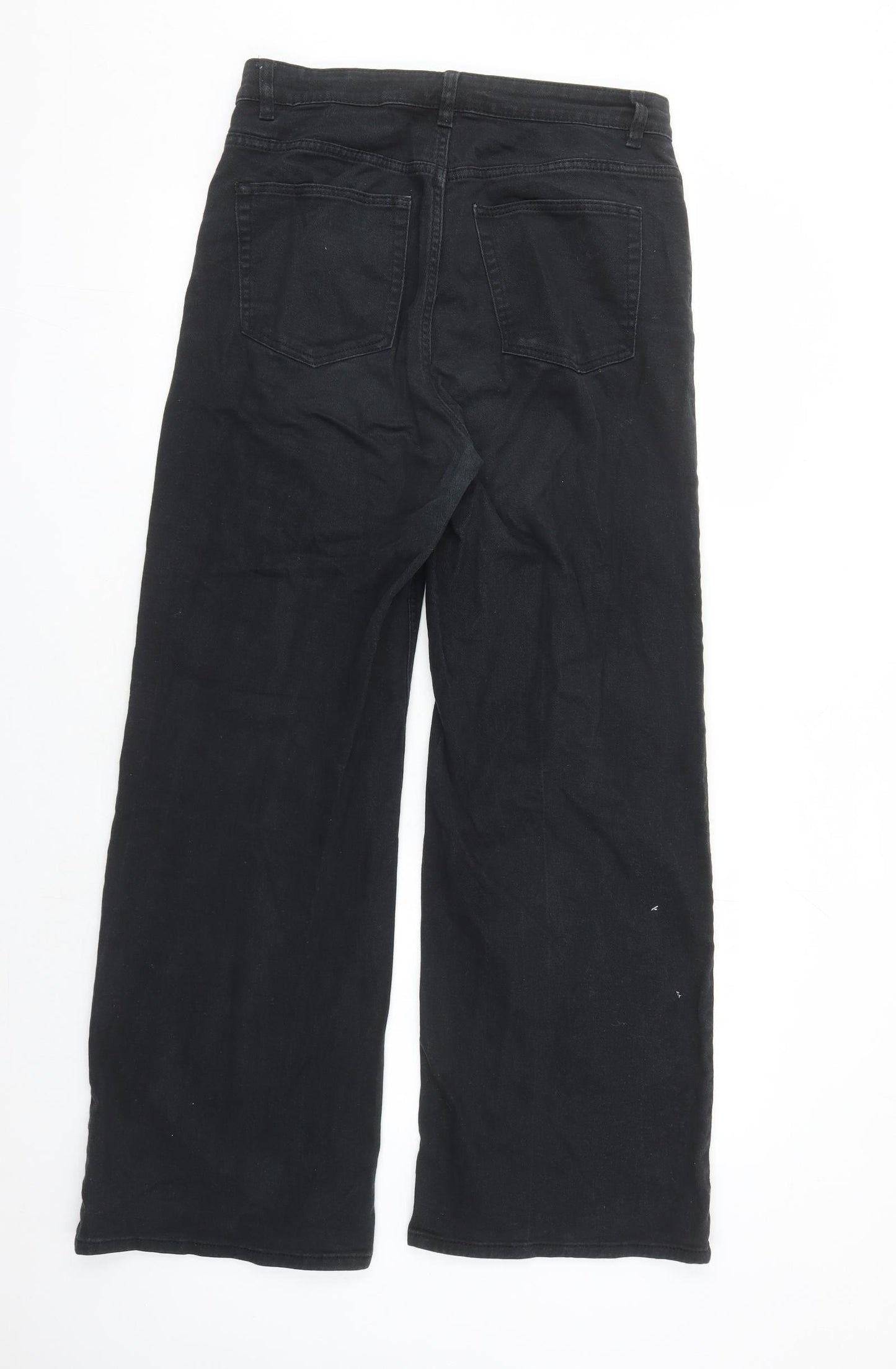 Divided by H&M Womens Black Cotton Flared Jeans Size 10 L29 in Regular Zip
