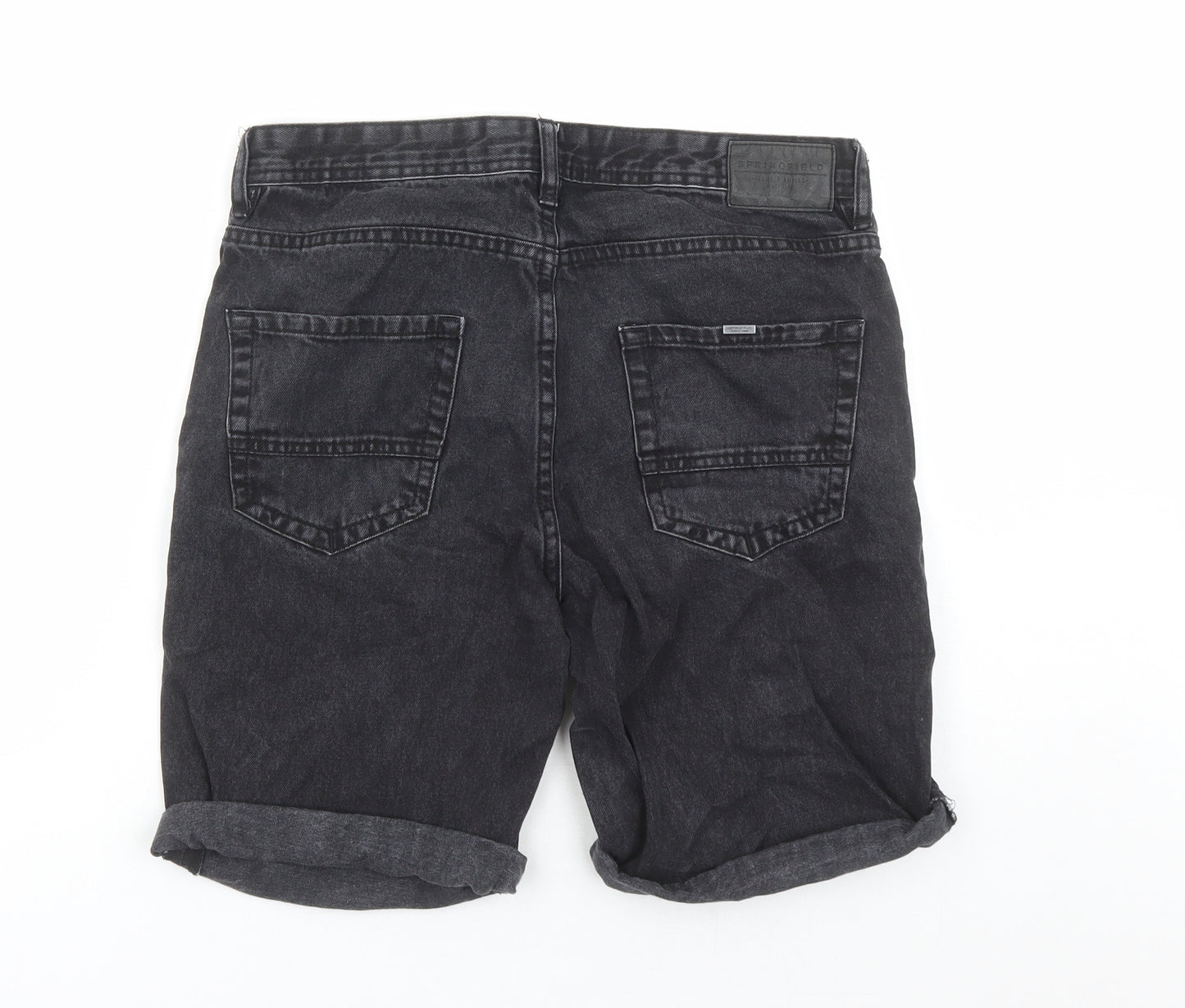 Springfield Mens Black Cotton Chino Shorts Size 30 in L8 in Regular Zip