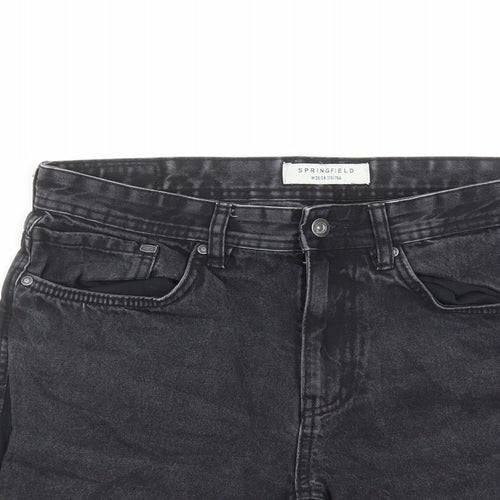 Springfield Mens Black Cotton Chino Shorts Size 30 in L8 in Regular Zip