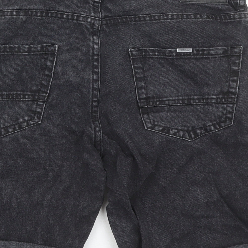 Springfield Mens Black Cotton Chino Shorts Size 30 in L8 in Regular Zip
