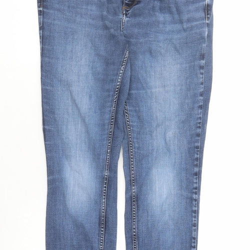 Fat Face Womens Blue Cotton Straight Jeans Size 14 L27 in Regular Zip