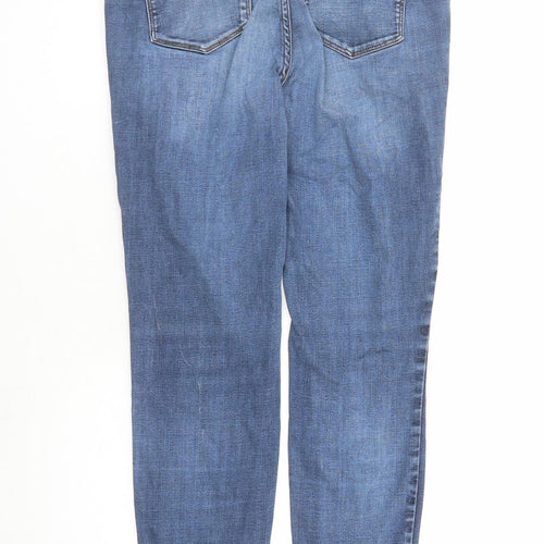 Fat Face Womens Blue Cotton Straight Jeans Size 14 L27 in Regular Zip
