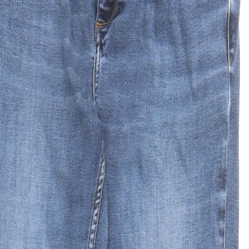 Fat Face Womens Blue Cotton Straight Jeans Size 14 L27 in Regular Zip