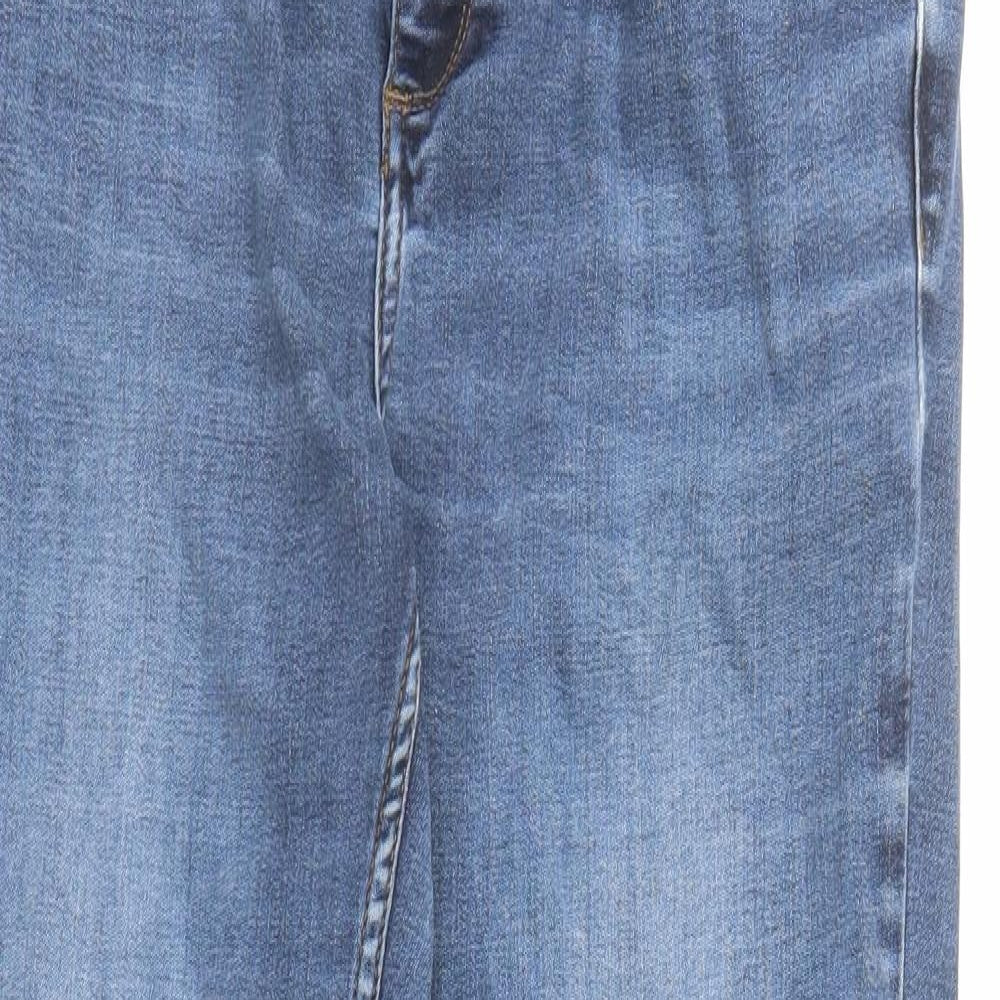 Fat Face Womens Blue Cotton Straight Jeans Size 14 L27 in Regular Zip