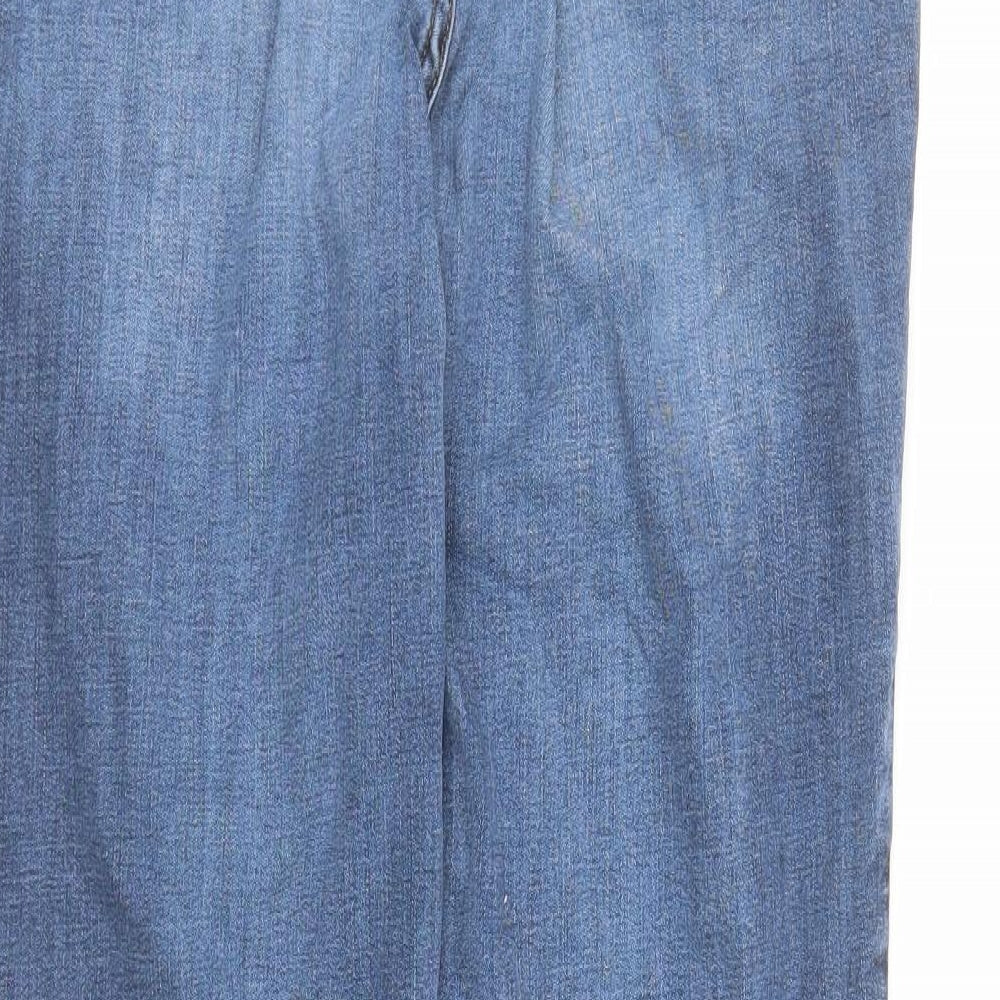 Fat Face Womens Blue Cotton Straight Jeans Size 14 L27 in Regular Zip