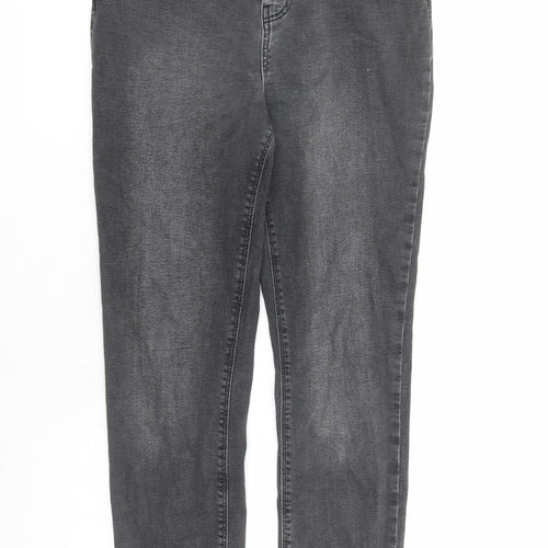 Denim & Co. Womens Grey Cotton Skinny Jeans Size 14 L27 in Regular Zip