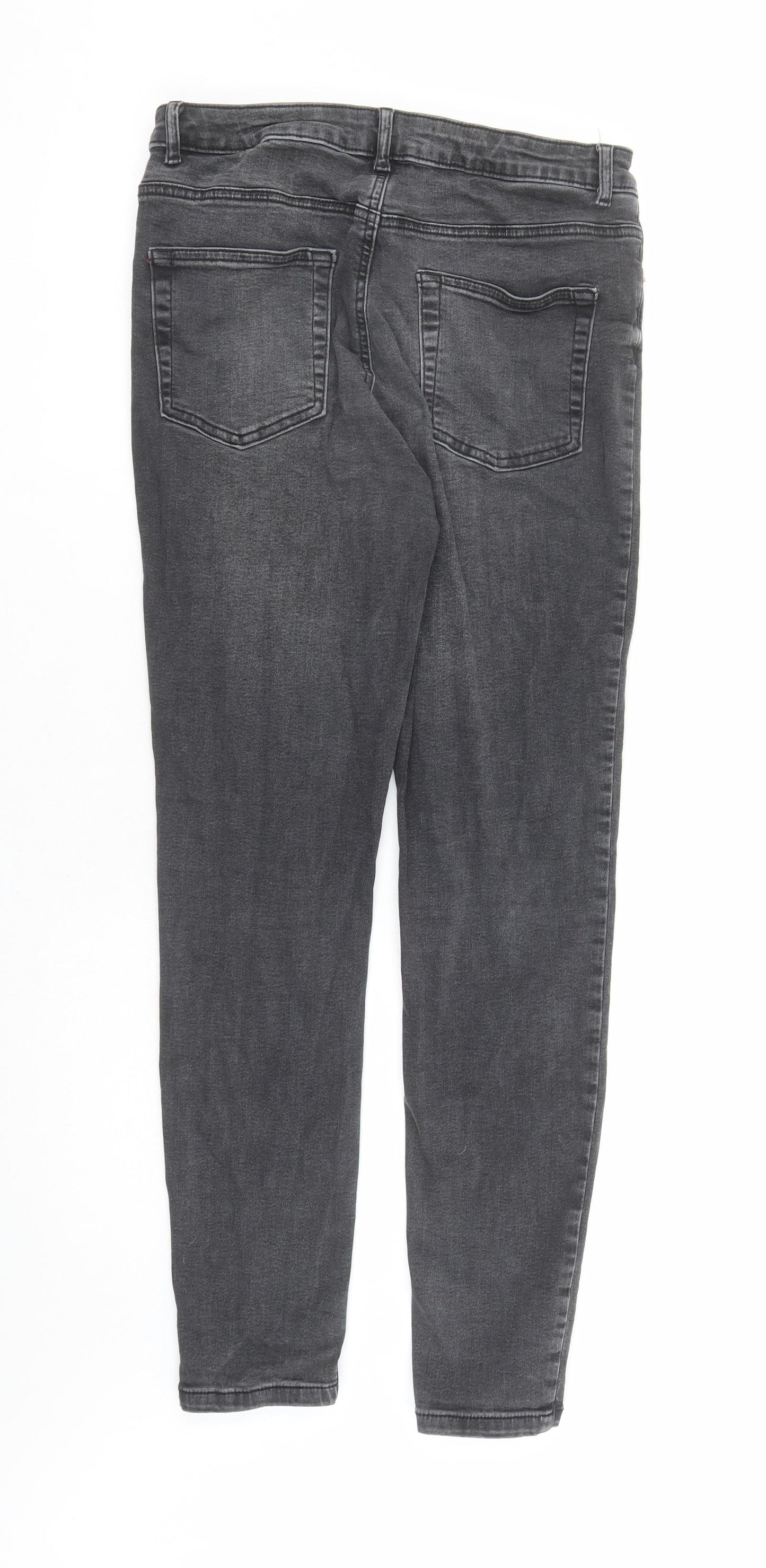 Denim & Co. Womens Grey Cotton Skinny Jeans Size 14 L27 in Regular Zip