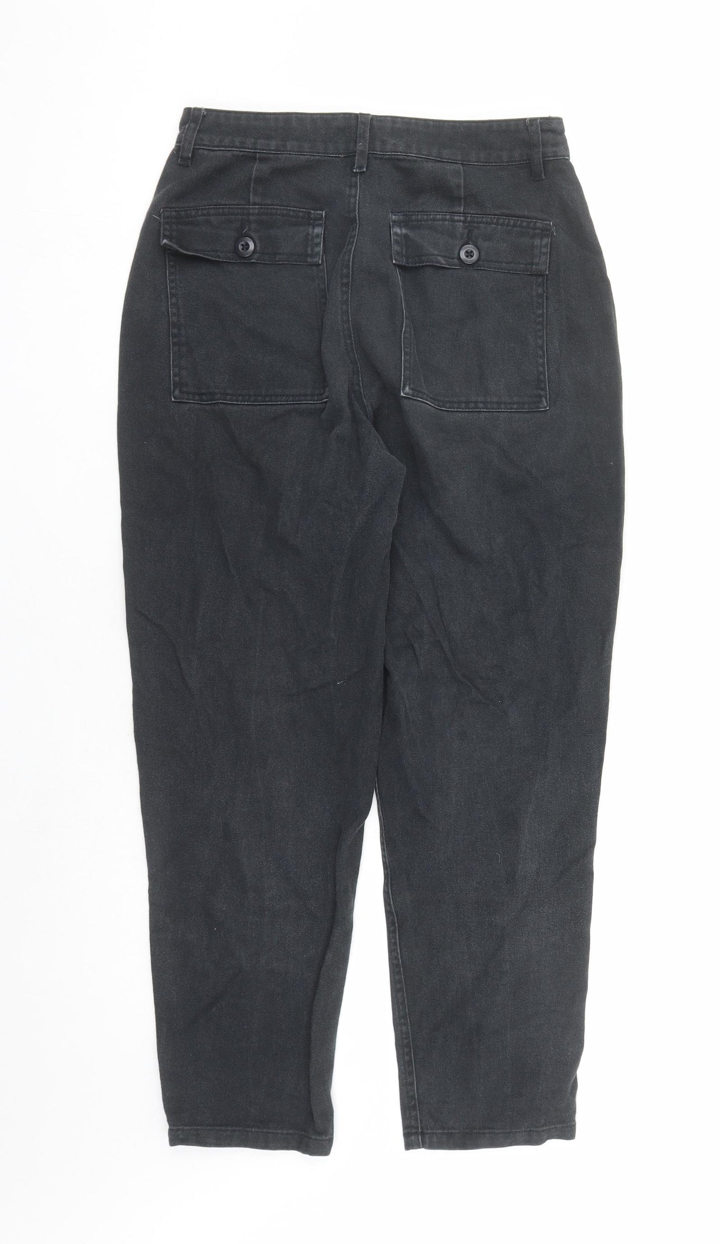 Pull&Bear Womens Black Cotton Straight Jeans Size 28 in L25 in Regular Zip