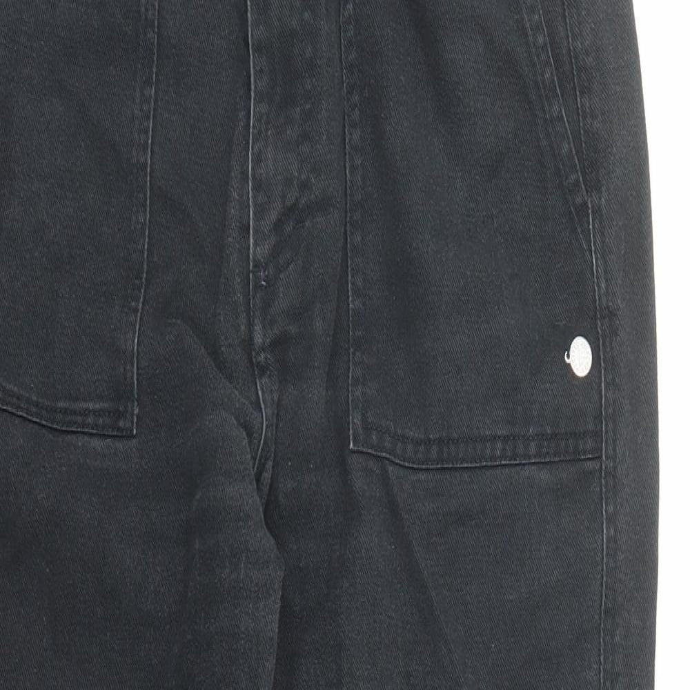 Pull&Bear Womens Black Cotton Straight Jeans Size 28 in L25 in Regular Zip