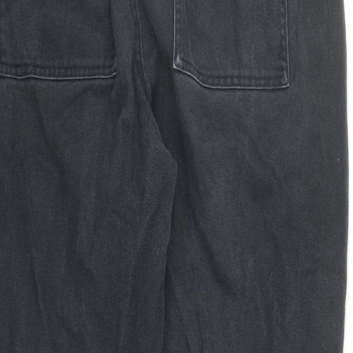 Pull&Bear Womens Black Cotton Straight Jeans Size 28 in L25 in Regular Zip