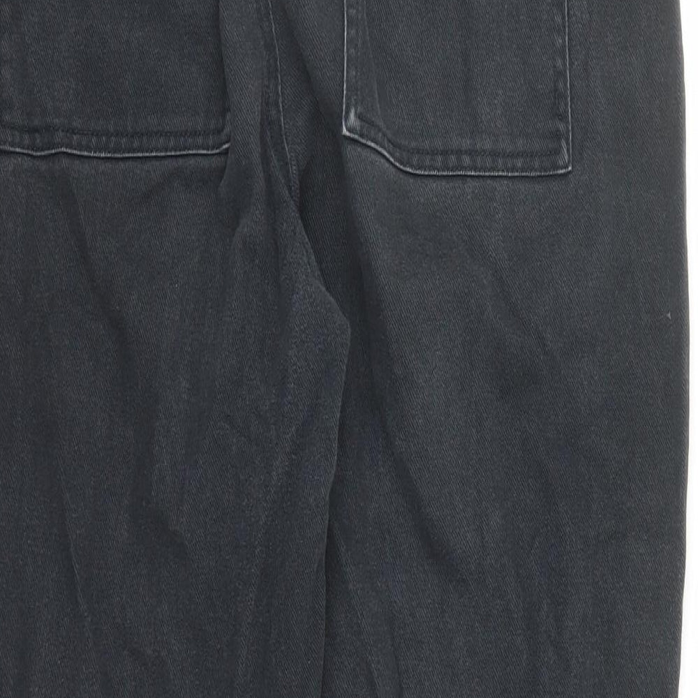 Pull&Bear Womens Black Cotton Straight Jeans Size 28 in L25 in Regular Zip