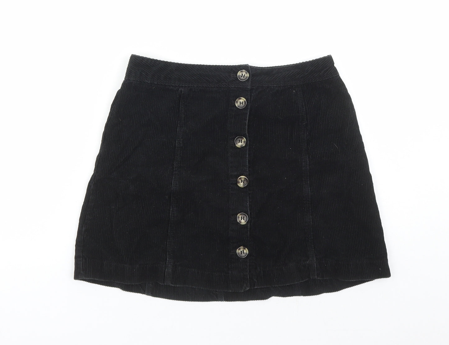 Divided by H&M Womens Black Cotton Mini Skirt Size 8 Button