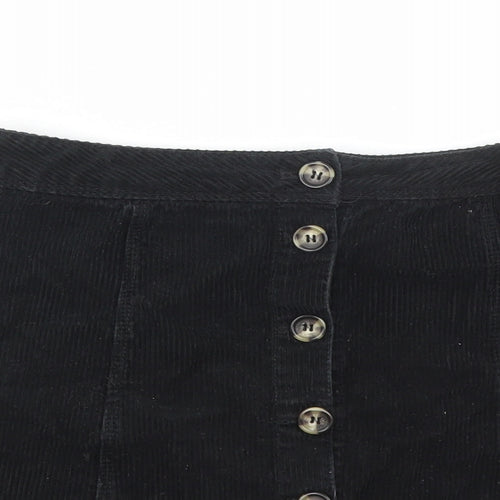 Divided by H&M Womens Black Cotton Mini Skirt Size 8 Button