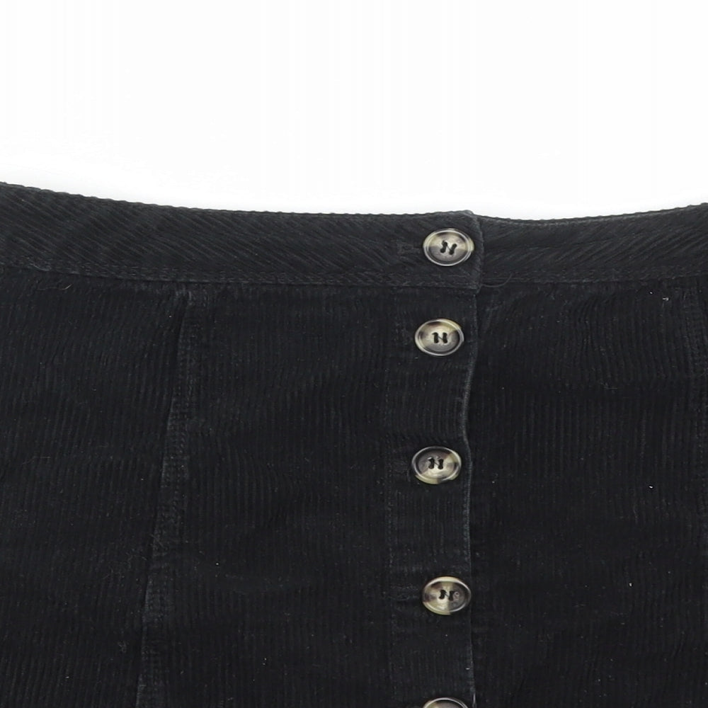 Divided by H&M Womens Black Cotton Mini Skirt Size 8 Button
